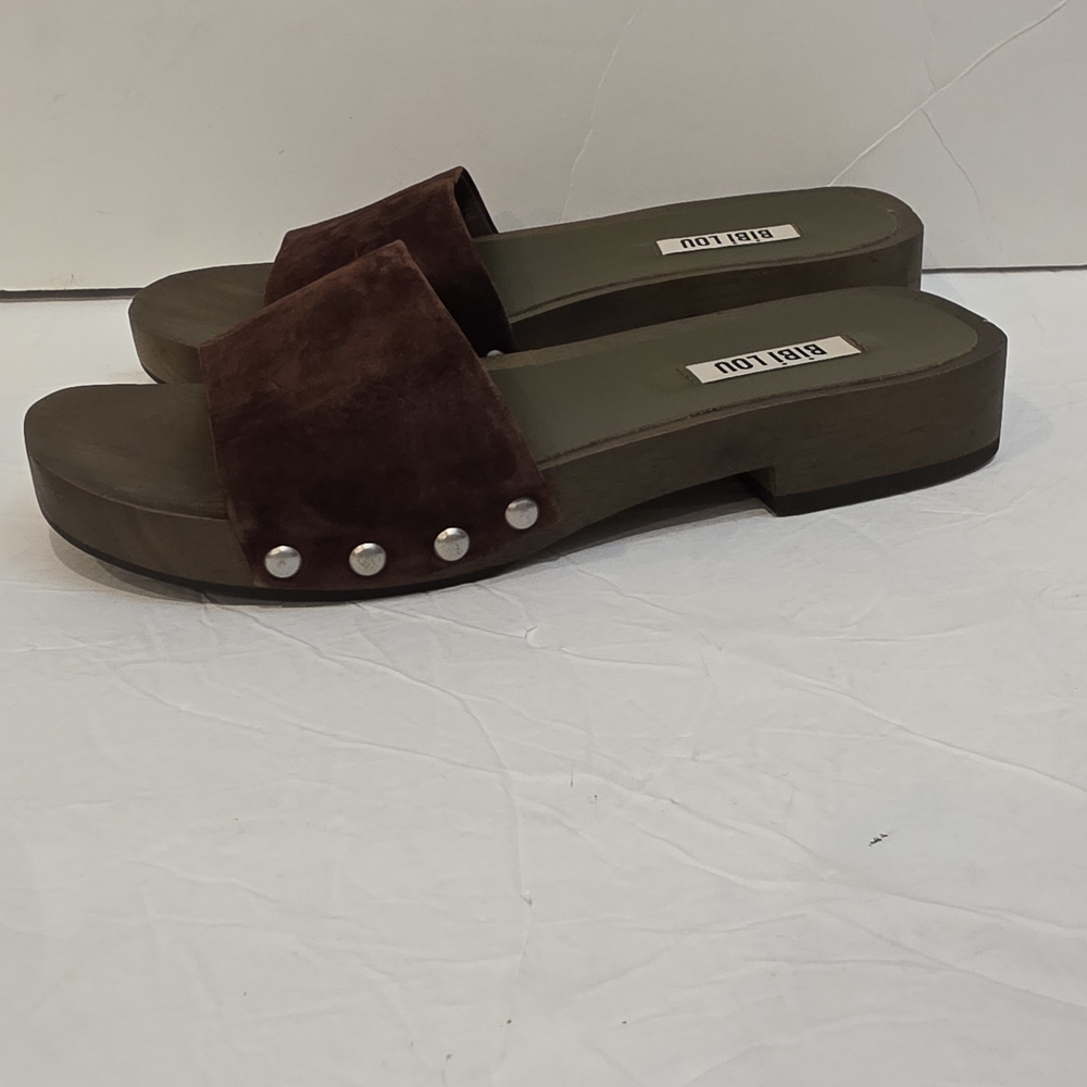 Bill Blass Brown Women's Mules with Stud Accents